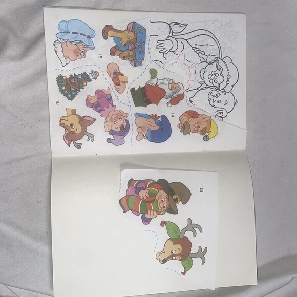 Vintage Christmas Sticker Fun Book Rudolph the Red Nosed Reindeer 1989 Golden - Picture 9 of 12